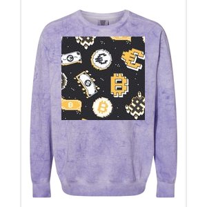 Bitcoin Money Currency Pixel Colorblast Crewneck Sweatshirt