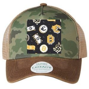 Bitcoin Money Currency Pixel Legacy Tie Dye Trucker Hat