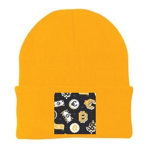 Bitcoin Money Currency Pixel Knit Cap Winter Beanie