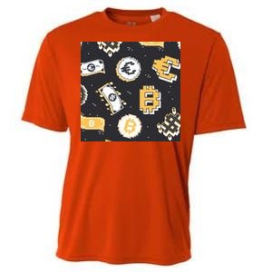 Bitcoin Money Currency Pixel Cooling Performance Crew T-Shirt