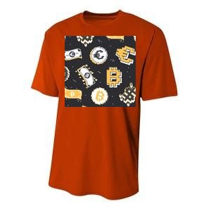 Bitcoin Money Currency Pixel Performance Sprint T-Shirt