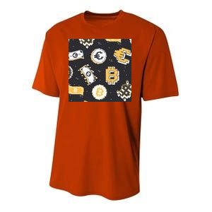 Bitcoin Money Currency Pixel Youth Performance Sprint T-Shirt