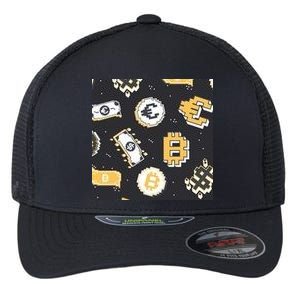 Bitcoin Money Currency Pixel Flexfit Unipanel Trucker Cap