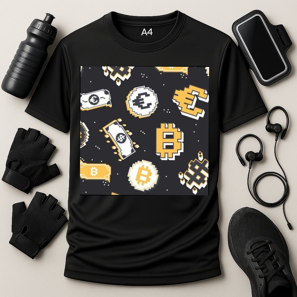 Bitcoin Money Currency Pixel Performance Shirt