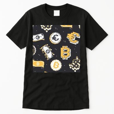 Bitcoin Money Currency Pixel Tall T-Shirt