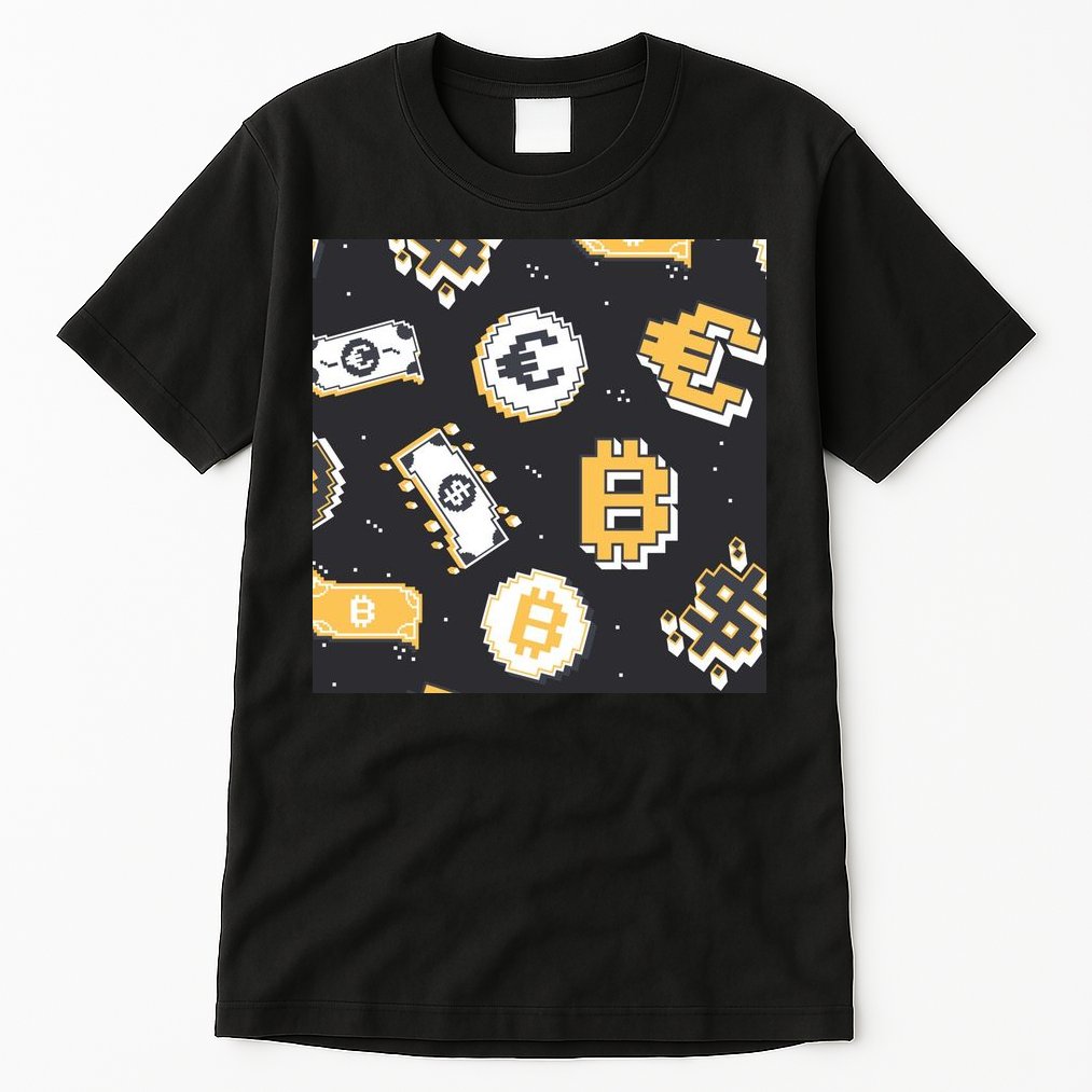 Bitcoin Money Currency Pixel Tall T-Shirt