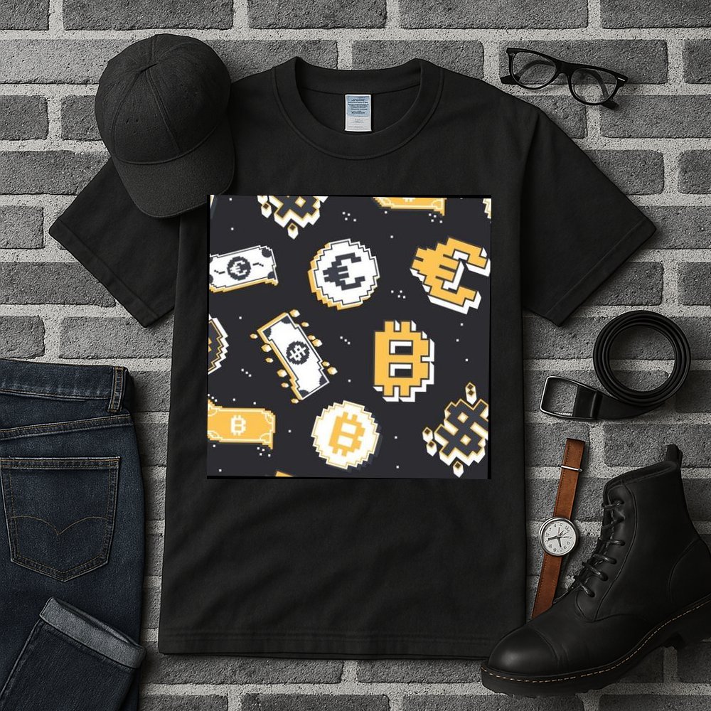 Bitcoin Money Currency Pixel Tall T-Shirt