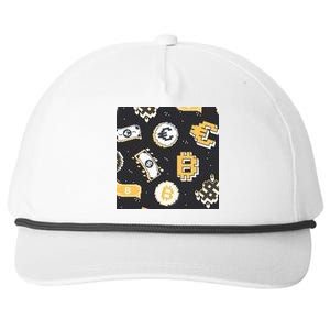 Bitcoin Money Currency Pixel Snapback Five-Panel Rope Hat