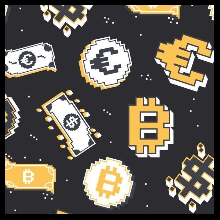 Bitcoin Money Currency Pixel 7-Panel Snapback Hat