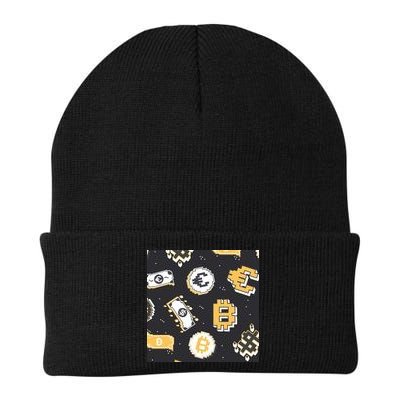 Bitcoin Money Currency Pixel Knit Cap Winter Beanie
