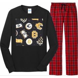 Bitcoin Money Currency Pixel Long Sleeve Pajama Set