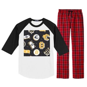 Bitcoin Money Currency Pixel Raglan Sleeve Pajama Set