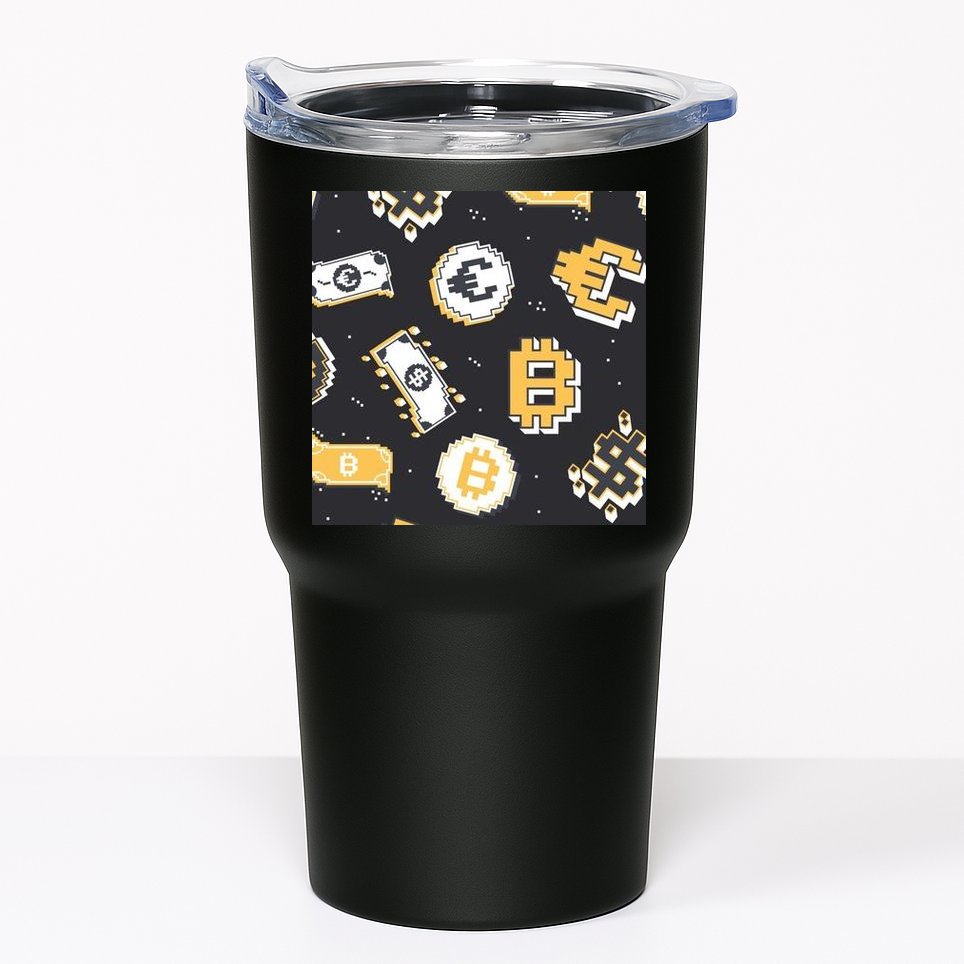 Bitcoin Money Currency Pixel Tumbler