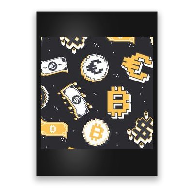 Bitcoin Money Currency Pixel Poster