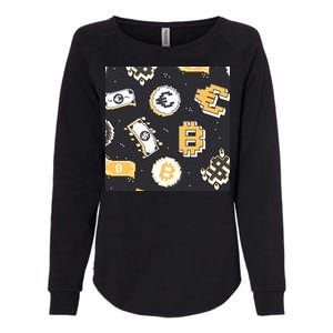 Bitcoin Money Currency Pixel Womens California Wash Sweatshirt