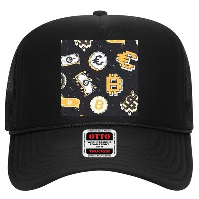 Bitcoin Money Currency Pixel Trucker Hat