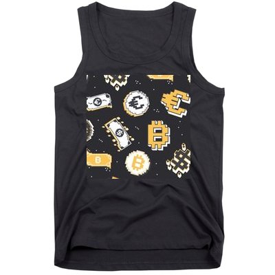 Bitcoin Money Currency Pixel Tank Top