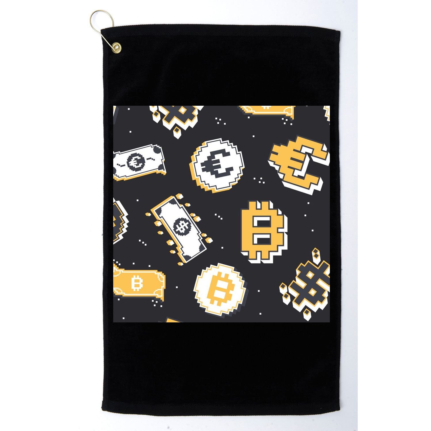 Bitcoin Money Currency Pixel Golf Towel