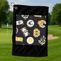 Bitcoin Money Currency Pixel Golf Towel