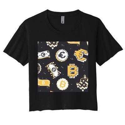 Bitcoin Money Currency Pixel Crop Top