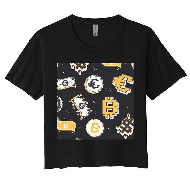 Bitcoin Money Currency Pixel Crop Top