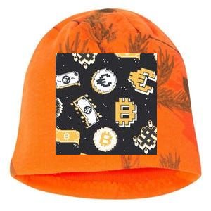 Bitcoin Money Currency Pixel Kati - Camo Knit Beanie