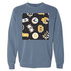 Bitcoin Money Currency Pixel Garment-Dyed Sweatshirt