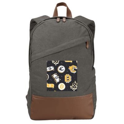 Bitcoin Money Currency Pixel Cotton Canvas Backpack