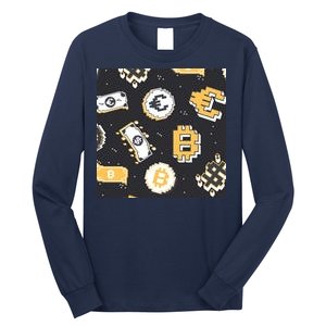 Bitcoin Money Currency Pixel Long Sleeve Shirt