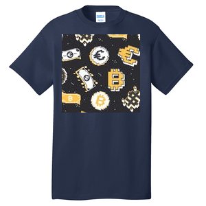 Bitcoin Money Currency Pixel Tall T-Shirt