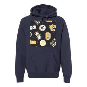 Bitcoin Money Currency Pixel Premium Hoodie