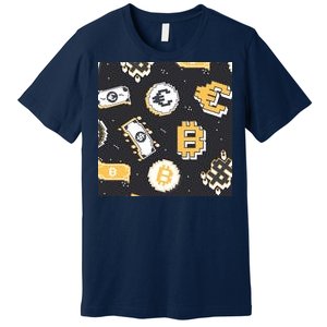 Bitcoin Money Currency Pixel Premium T-Shirt