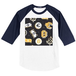 Bitcoin Money Currency Pixel Baseball Sleeve Shirt