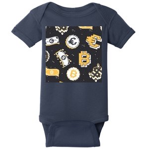 Bitcoin Money Currency Pixel Baby Bodysuit