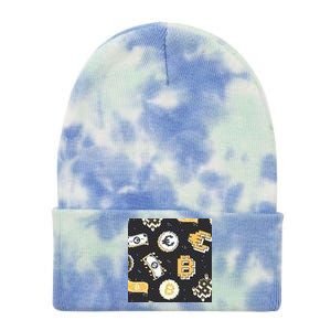 Bitcoin Money Currency Pixel Tie Dye 12in Knit Beanie