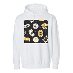 Bitcoin Money Currency Pixel Garment-Dyed Fleece Hoodie