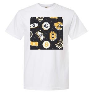 Bitcoin Money Currency Pixel Garment-Dyed Heavyweight T-Shirt