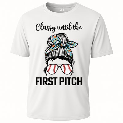 Baseball Mom Classy Until The First Pitch Messy Hair Cooling Performance Crew T-Shirt