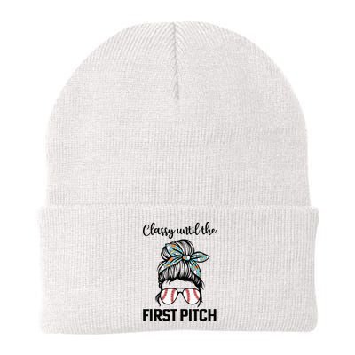 Baseball Mom Classy Until The First Pitch Messy Hair Beanie