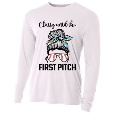 Baseball Mom Classy Until The First Pitch Messy Hair Cooling Performance Long Sleeve Crew