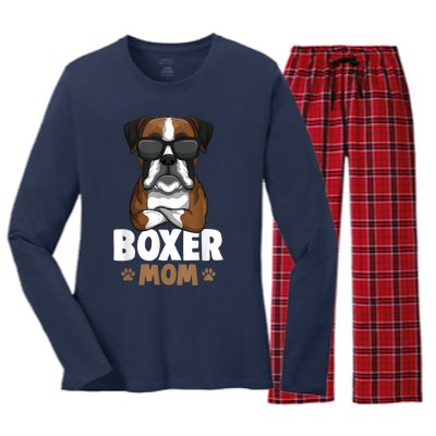 Boxer Mom Dog Women Women's Long Sleeve Flannel Pajama Set 