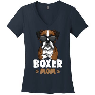 Boxer Mom Dog Women Women's V-Neck T-Shirt