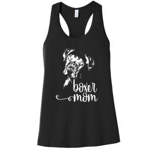 BOXER MOM DOG FACE SHIRT DOG LOVERS BOXER MOM GIFT Women's Racerback Tank