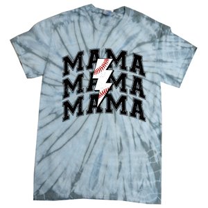 baseball Mama Distressed Lightning Bolt Mom Tie-Dye T-Shirt