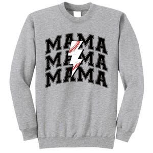 baseball Mama Distressed Lightning Bolt Mom Tall Sweatshirt