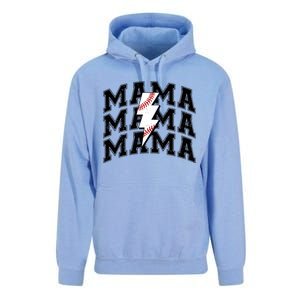 baseball Mama Distressed Lightning Bolt Mom Unisex Surf Hoodie