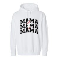 baseball Mama Distressed Lightning Bolt Mom Garment-Dyed Fleece Hoodie