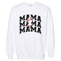 baseball Mama Distressed Lightning Bolt Mom Garment-Dyed Sweatshirt