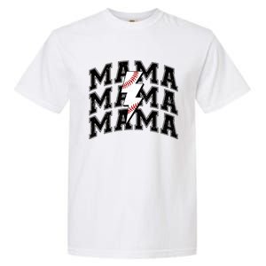 baseball Mama Distressed Lightning Bolt Mom Garment-Dyed Heavyweight T-Shirt