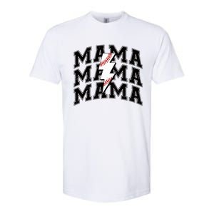 baseball Mama Distressed Lightning Bolt Mom Softstyle CVC T-Shirt